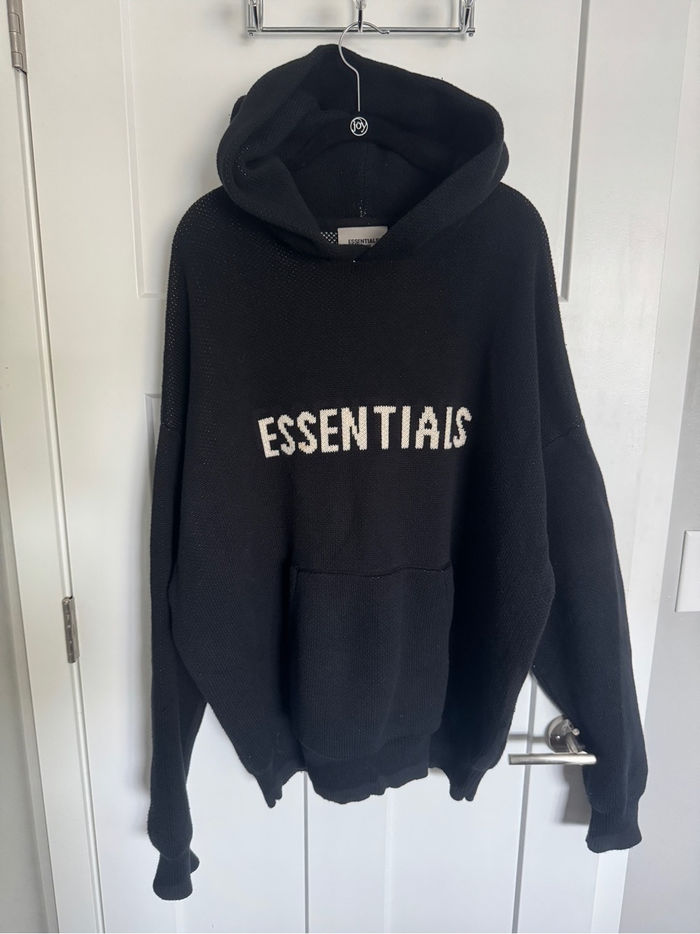 ESSENTIALS Black Knit Hoodie Sz XL